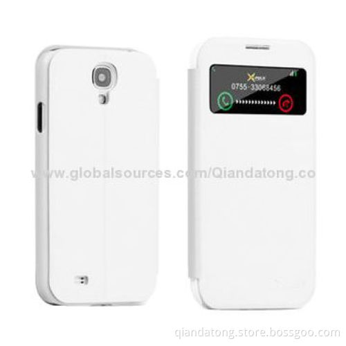 Leather Case for Samsung Galaxy S4, with Window Opened, Standing, Intelligent Sleep Function